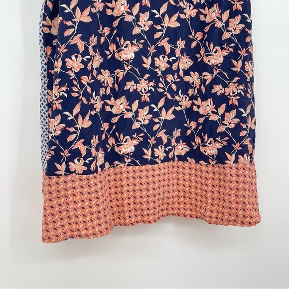 JOIE Floral Sleeveless Pure Silk Top Navy Blue Peach Medium - Picture 4 of 7